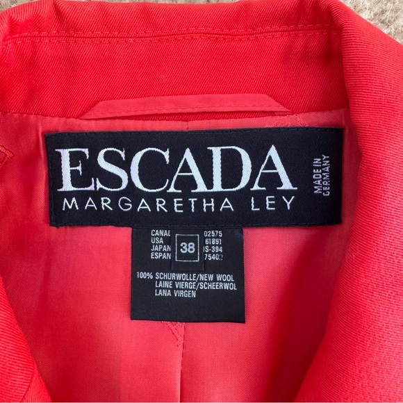 Escada Margaretha Ley Wool Vtg 80s 1980s Poppy Red Gold Nautical Blazer Jacket - Picture 11 of 14